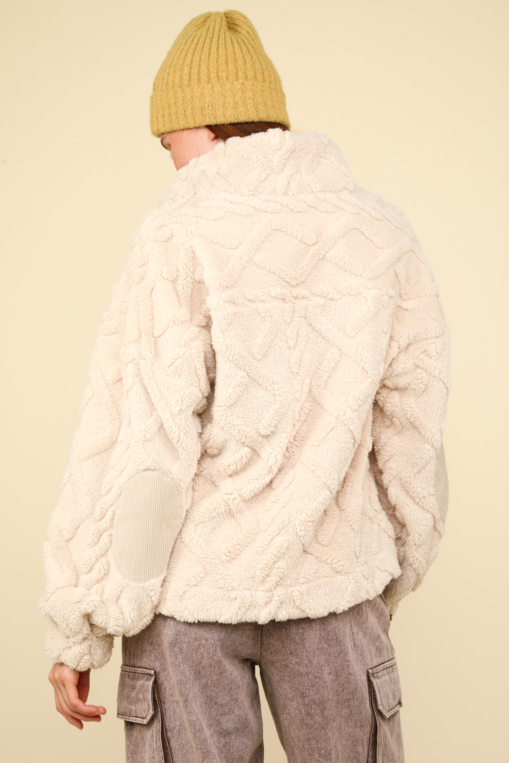 Sweater - Zip Neck Plush - Cream-hotRAGS.com