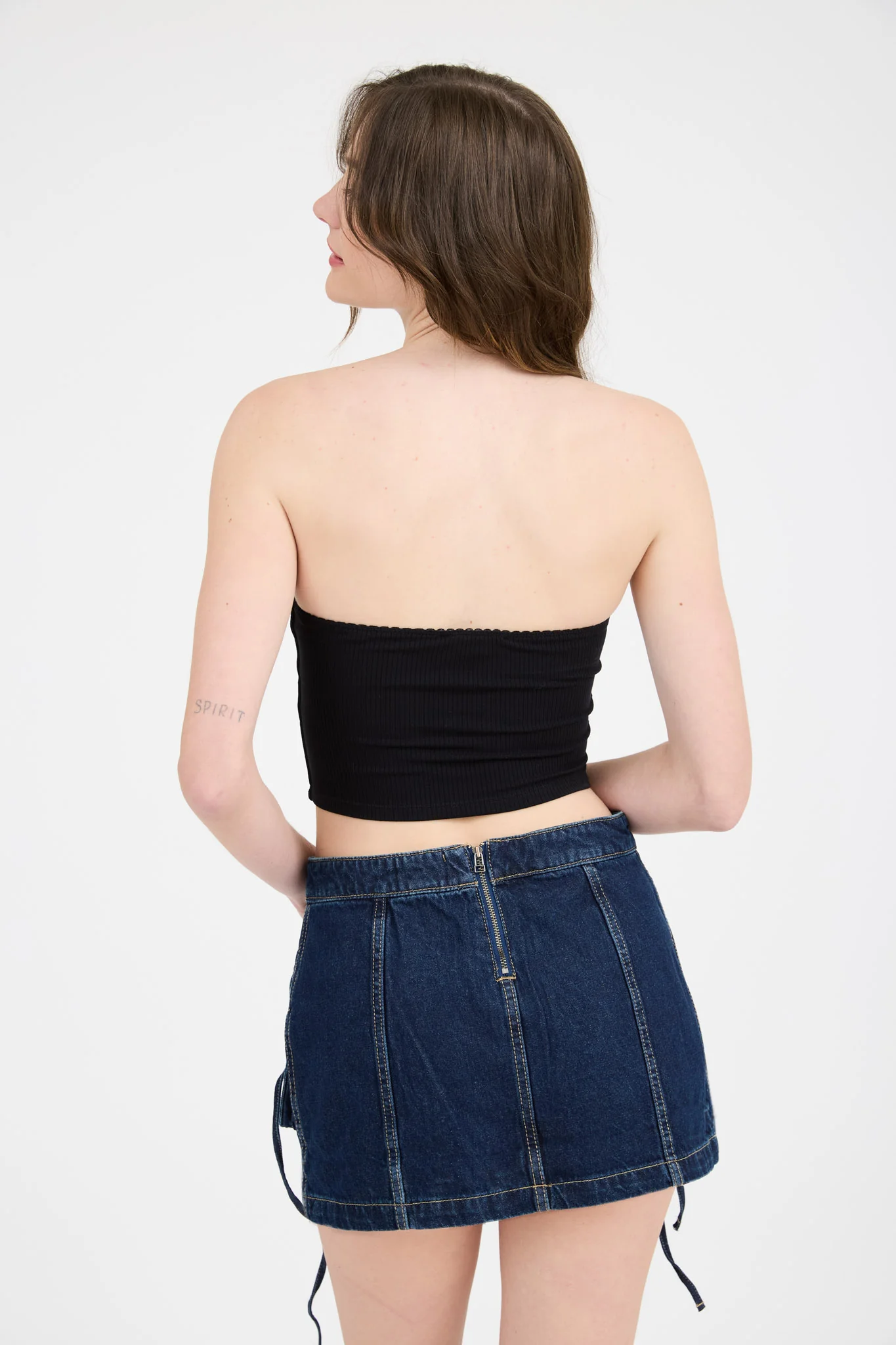 Tube Top - Crop Strapless Scallop - Black
