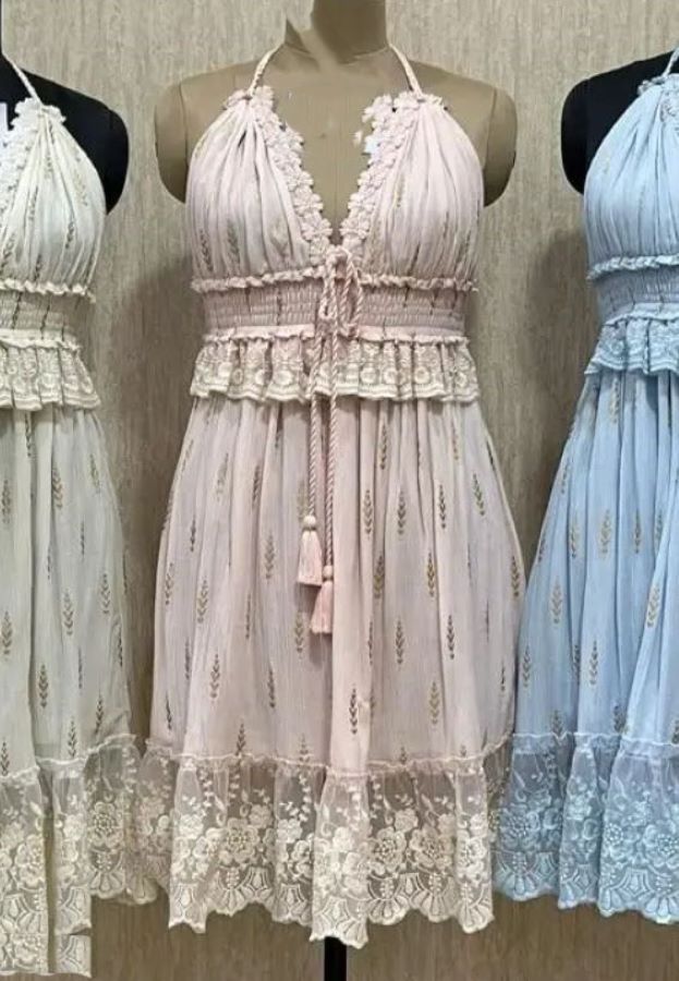 DRESS - MINI BOHO - PINK