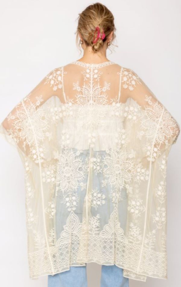 Kimono - Cardigan Floral Lace - Olive