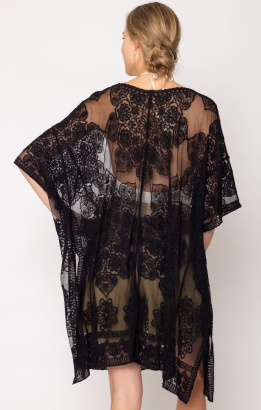 Kimono - Cardigan Mandala Lace - Black