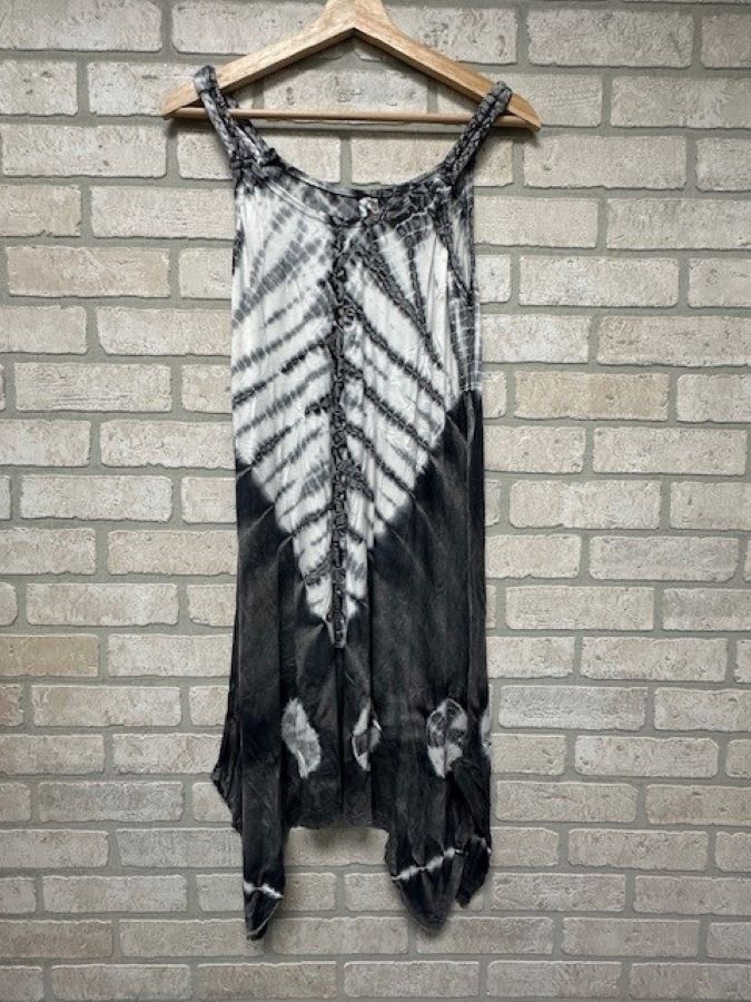 Dress - Mini Braided Strap - Dark Grey Dip Dye