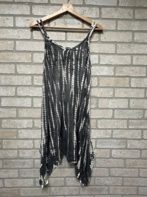 Dress - Mini Braided Strap - Dark Grey Lines