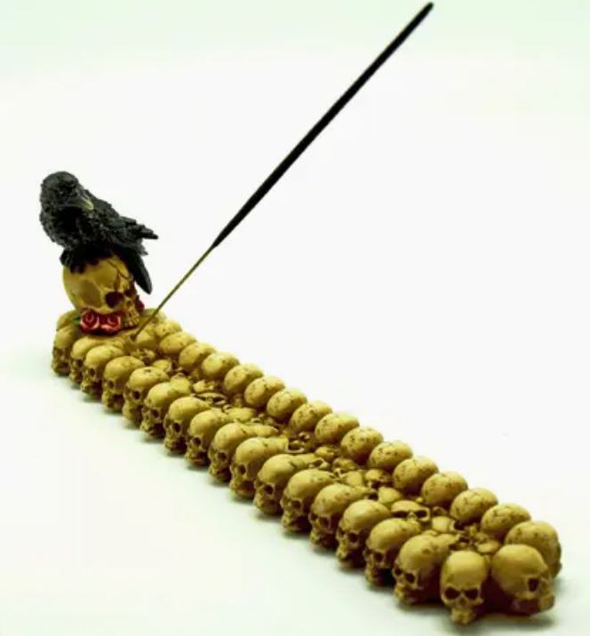 Incense Burner - Raven Skull