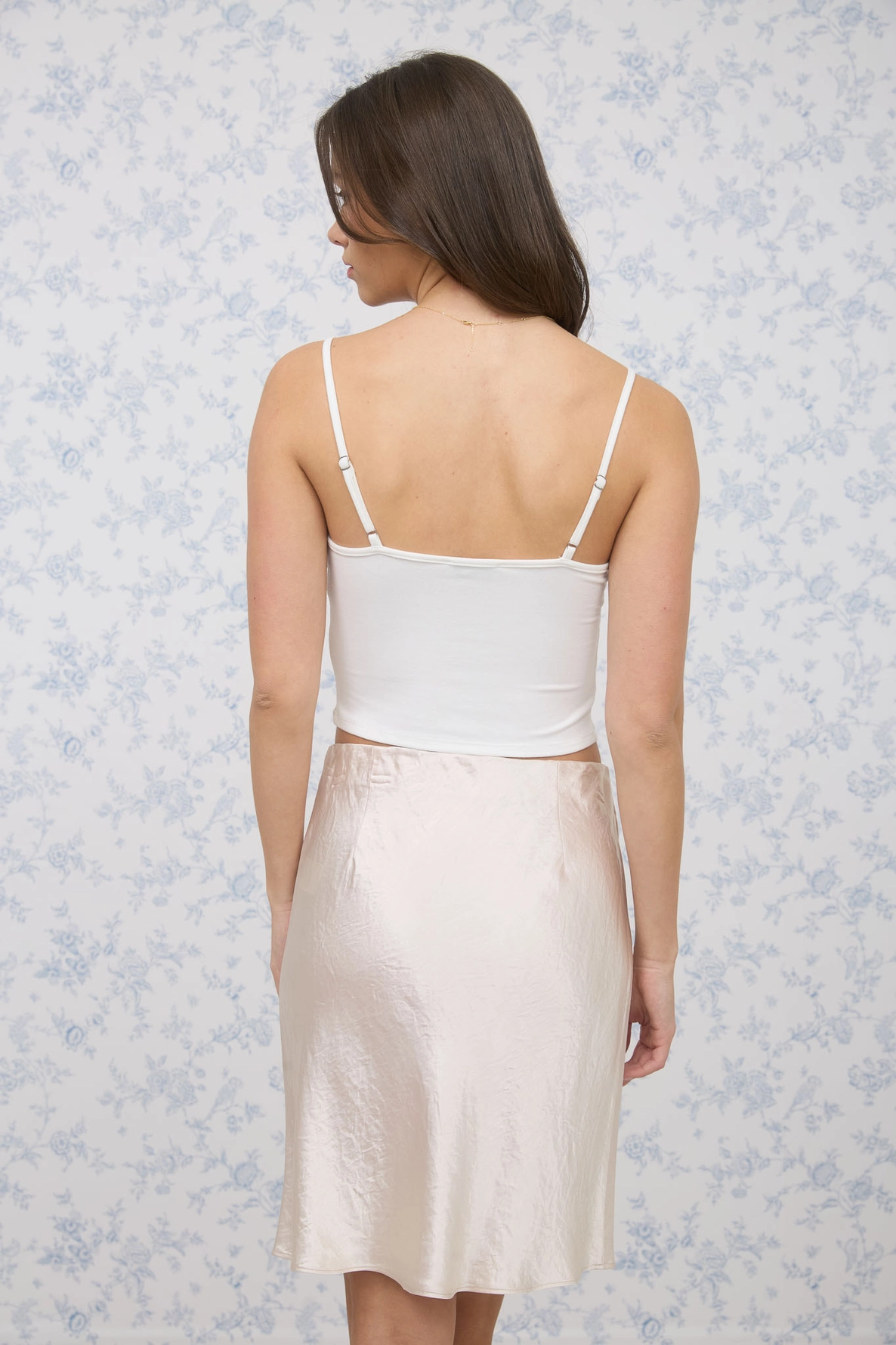 Tank Top Top - Crop Scallop Lace - White