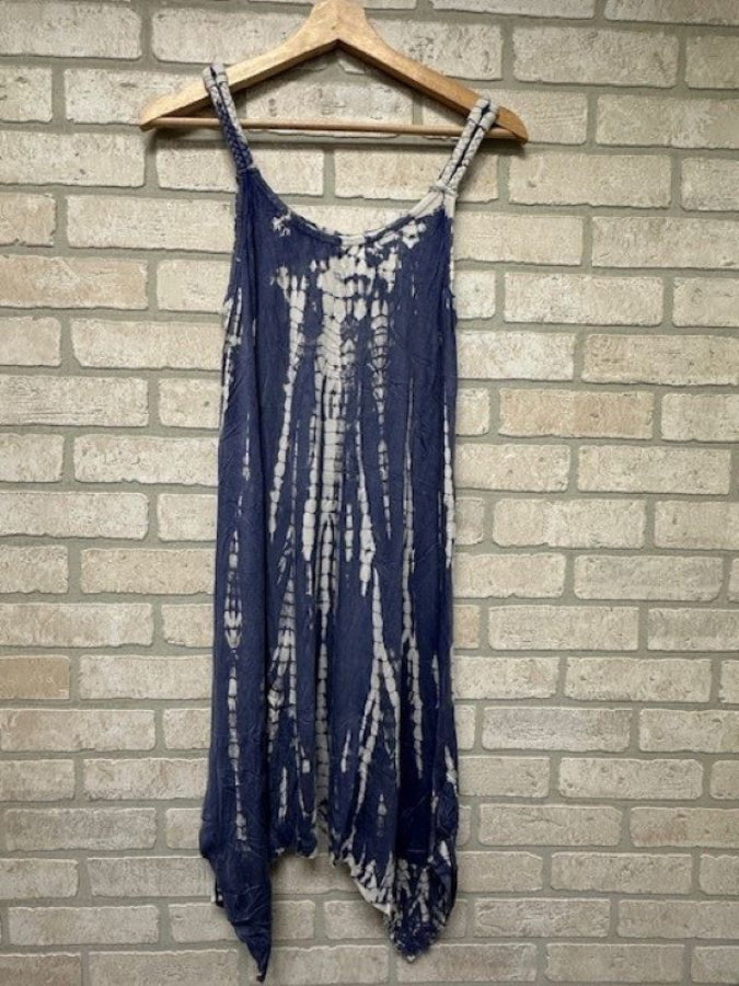 Dress - Mini Braided Strap - Blue