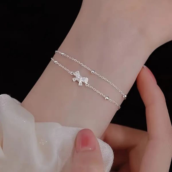 Bracelet - Bow Silver Double