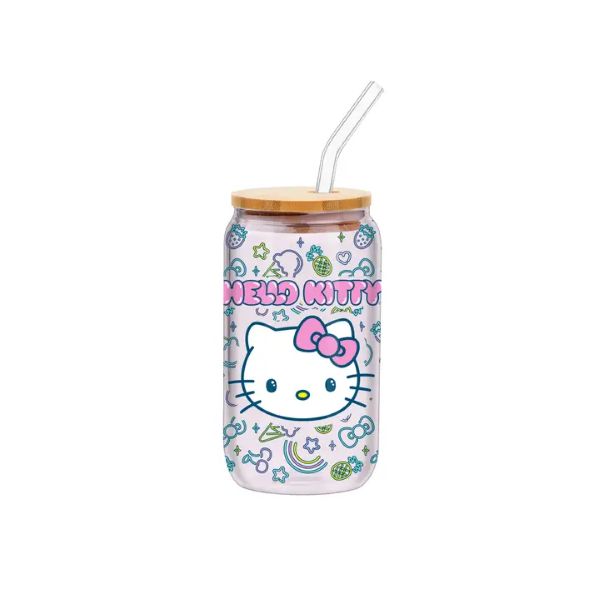 Glass Tumbler - Hello Kitty Neon Fruit - 16oz