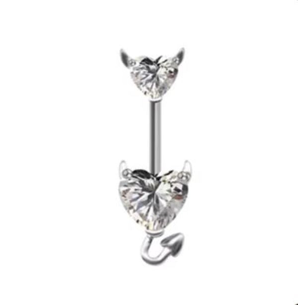 Belly Ring - Heart Horns