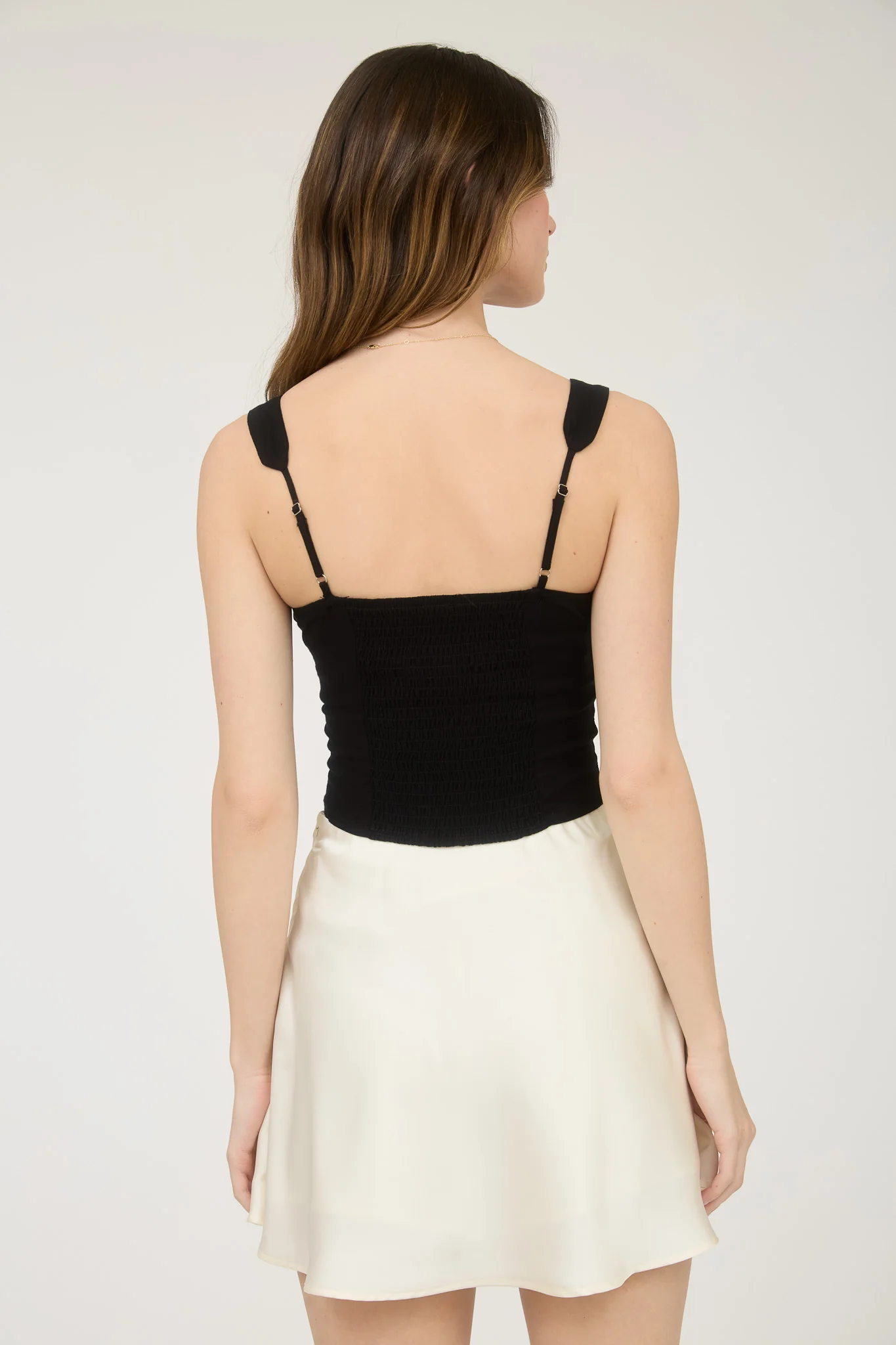 Tank Top - Scoop Neck Ruched - Black