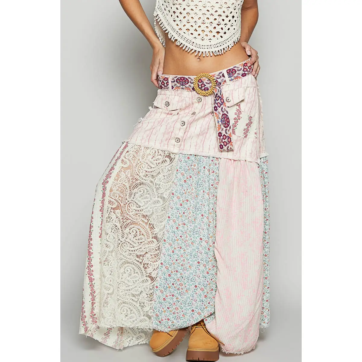 Skirt - Patchwork Woven Floral - hotRAGS.com