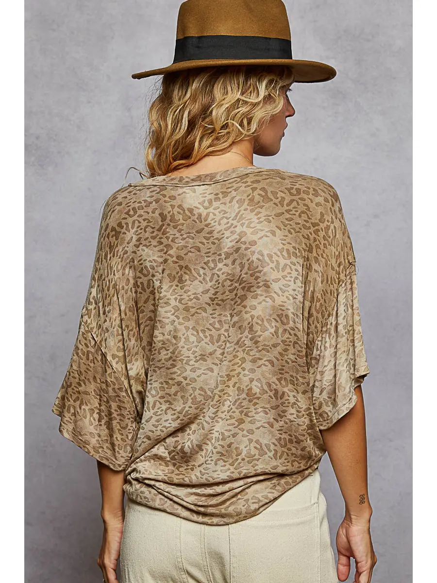 Top - V Neck Tan Leopard - hotRAGS.com