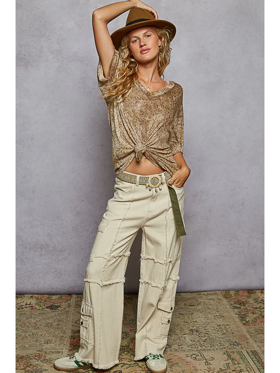 Top - V Neck Tan Leopard - hotRAGS.com