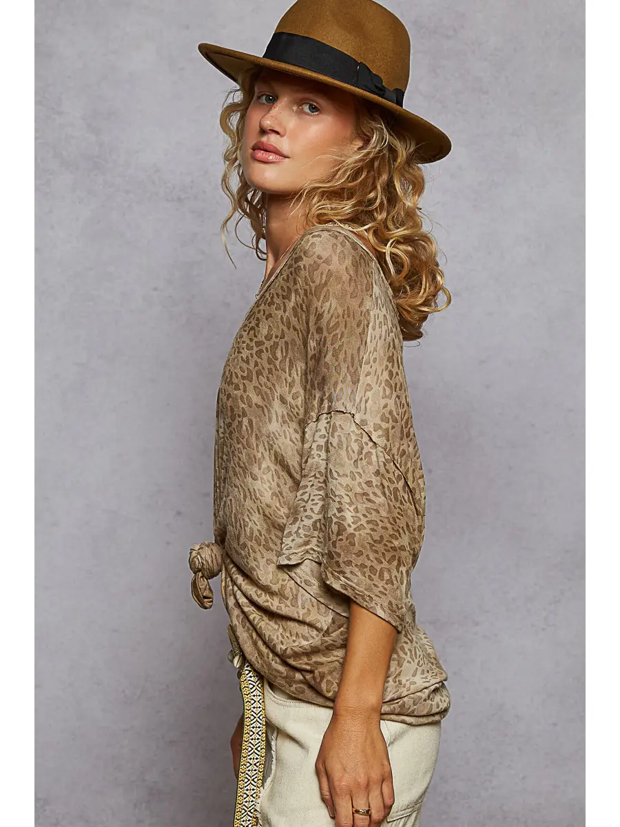 Top - V Neck Tan Leopard - hotRAGS.com