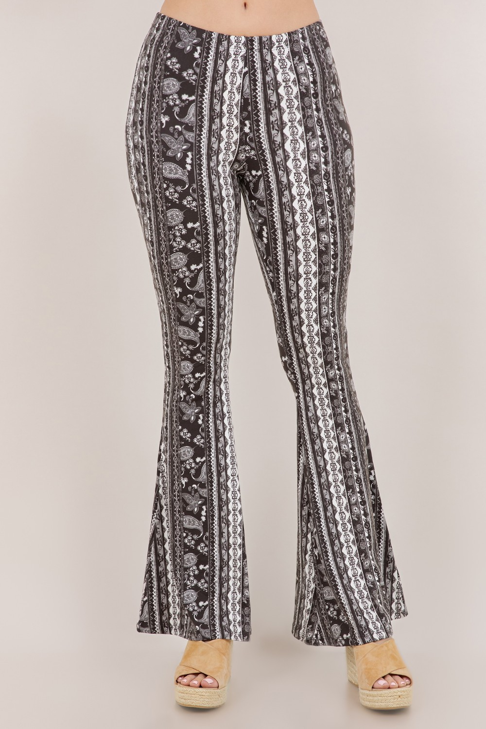 PANTS - PALAZZO - Black White Pasley