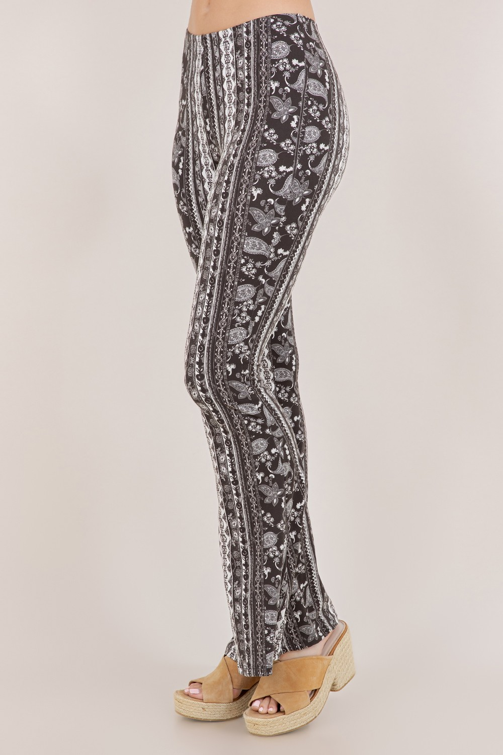 PANTS - PALAZZO - Black White Pasley