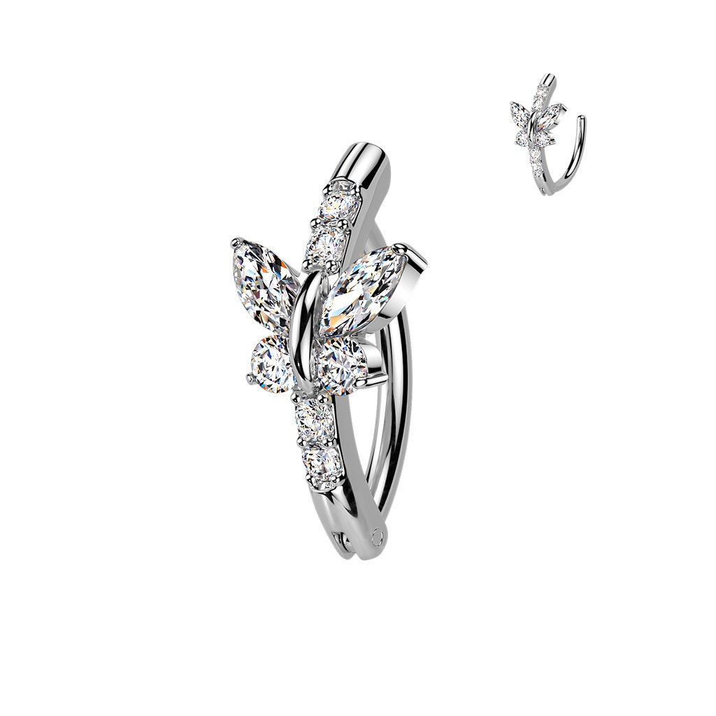 Belly Ring - Hinged Butterfly - Silver
