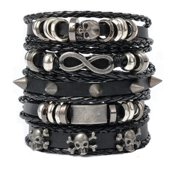 BRACELET - SKULL SPIKE MULTILAY Set