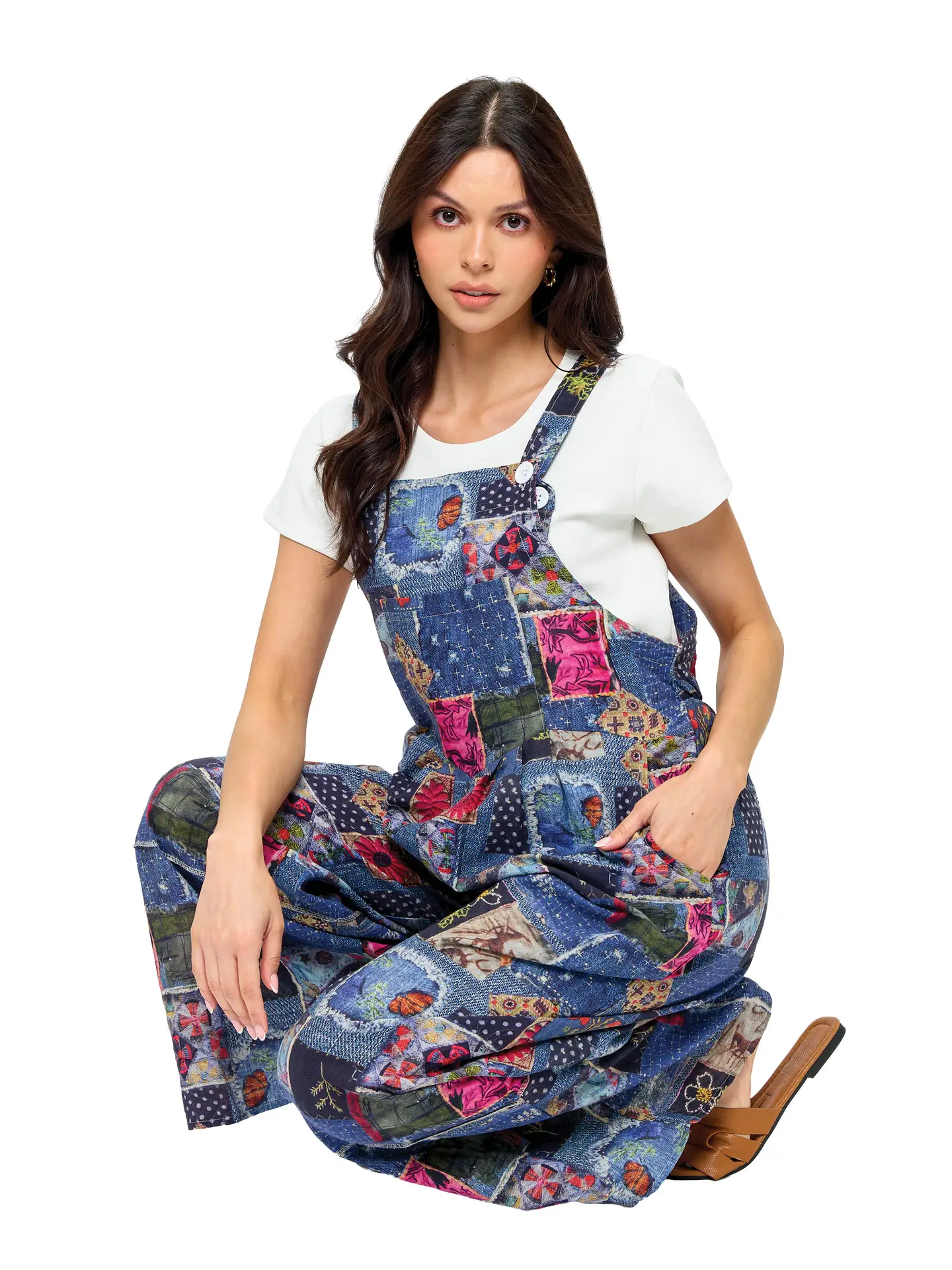 Overall - Boho Ruffled Patchwork - Blue - hotRAGS.com
