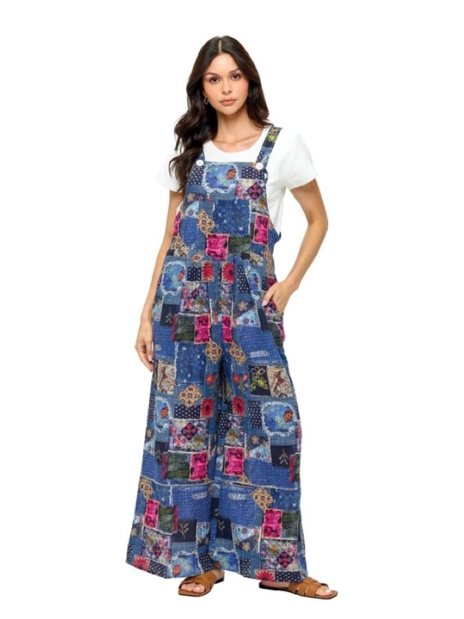 Overall - Boho Ruffled Patchwork - Blue - hotRAGS.com