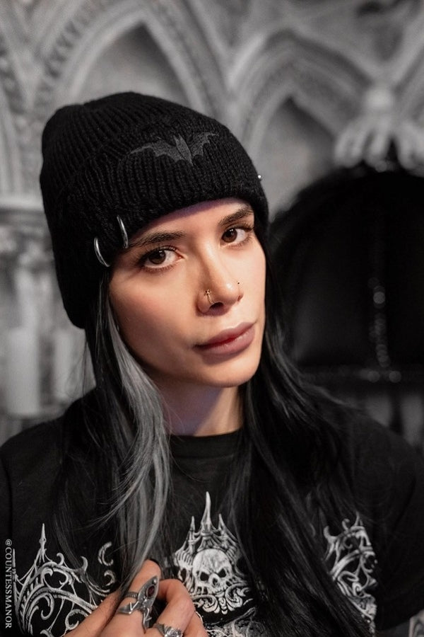 Beanie - Distress Pierced Bat - hotRAGS.com