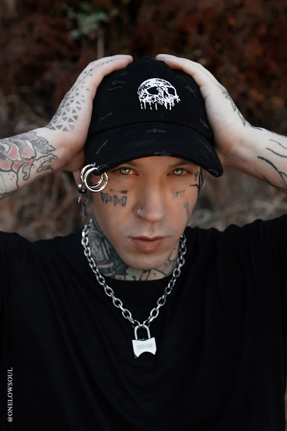 Hat - Skull Drip Baseball Hat Pierced - hotRAGS.com