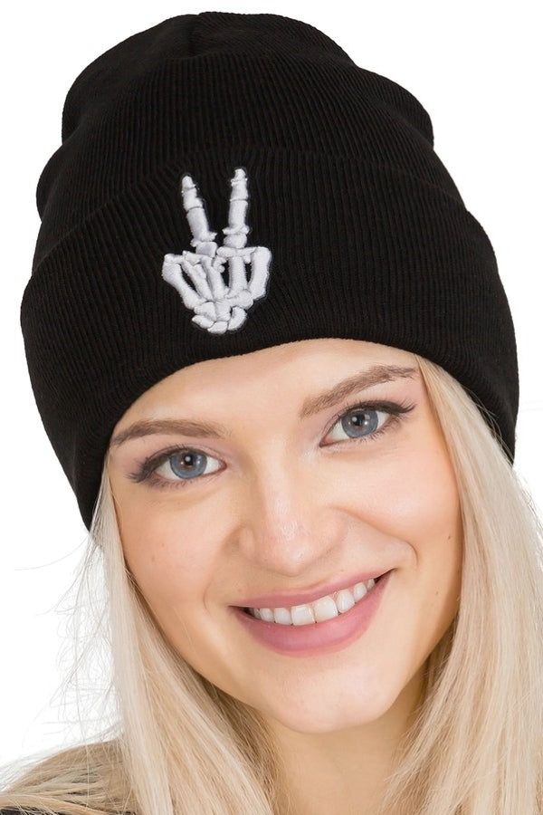 Beanie - Skeleton Peace Fingers