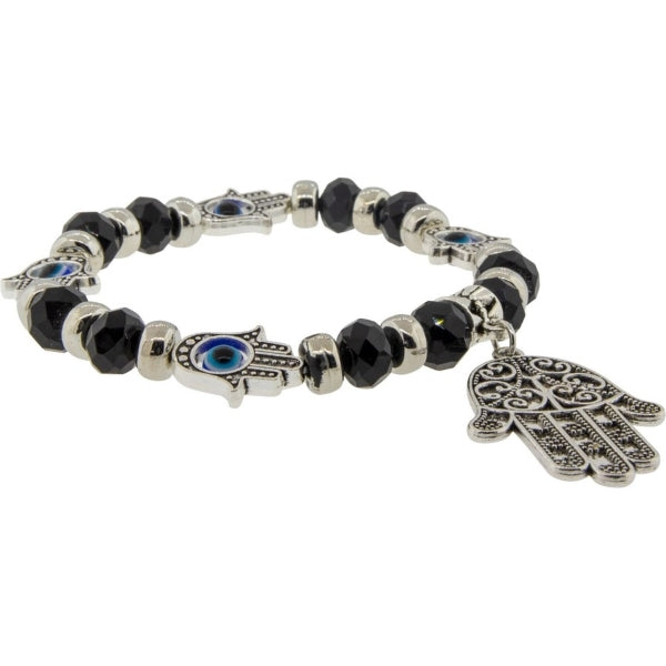Bracelet - Beads Black Hamsa - hotRAGS.com