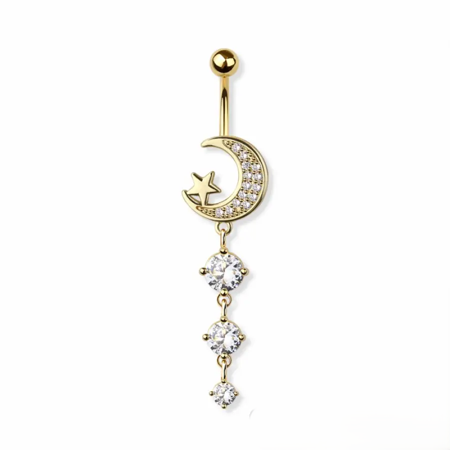 Belly Ring - Moon Star - Gold - hotRAGS.com