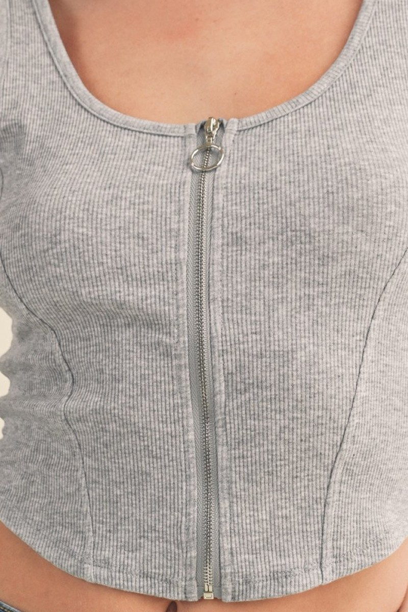 Jr Tank Top - Zipper -Grey