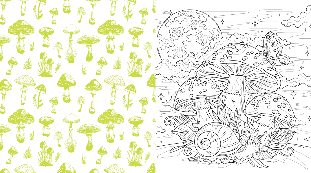 Coloring Book - Twilight Mushroom