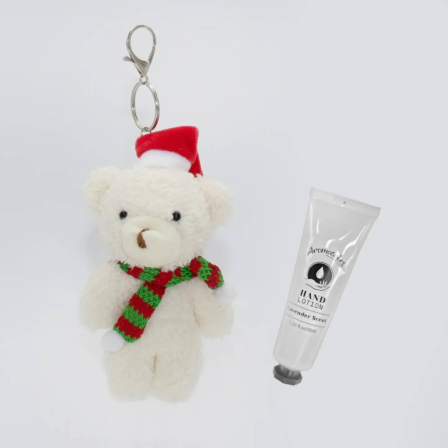 Keychain And Lotion - Christmas Teddy Bear