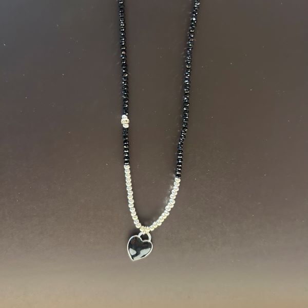 Bracelet Necklace- Crystal Heart Black