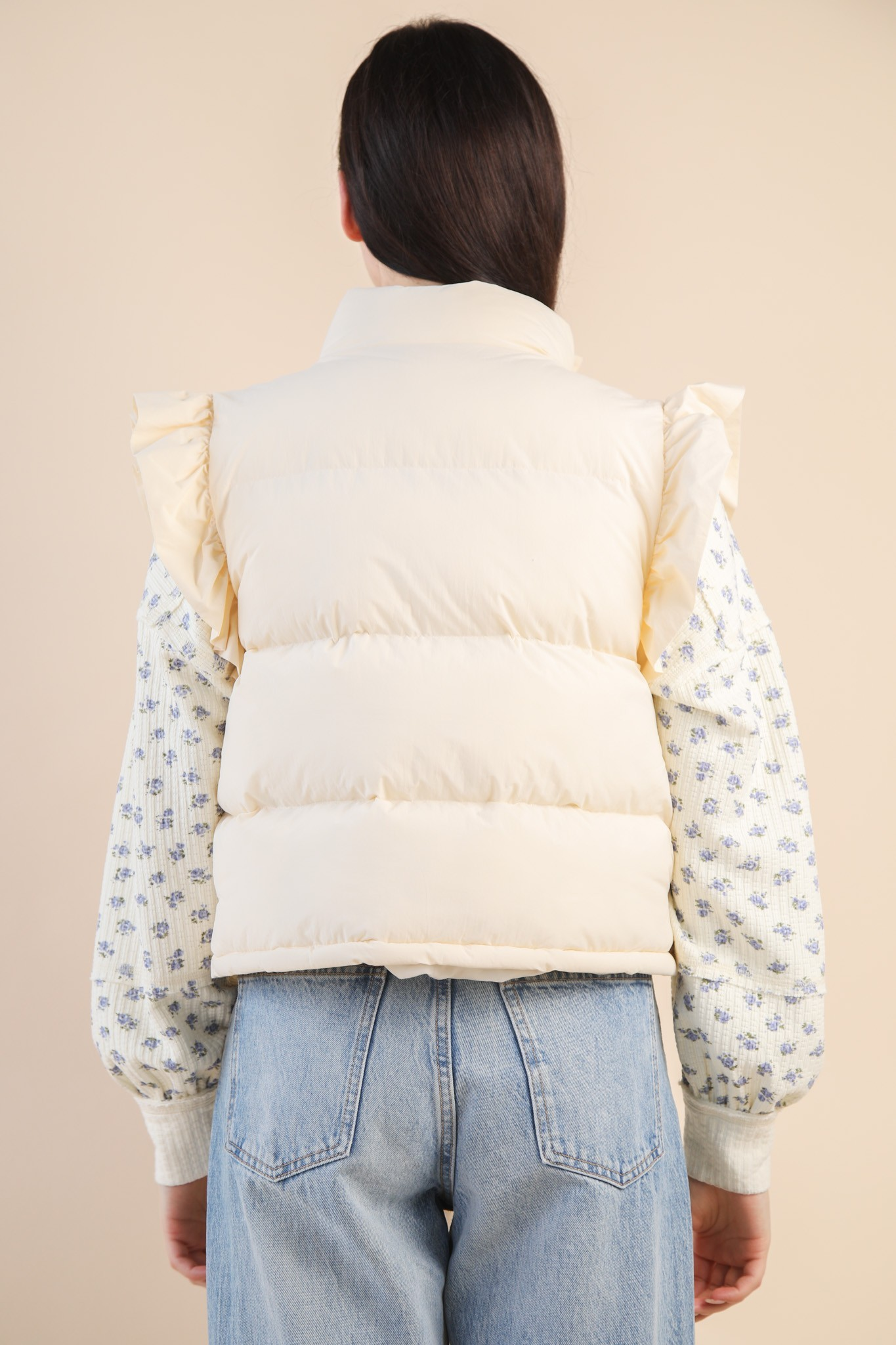 Vest - Ruffle Bow - Cream