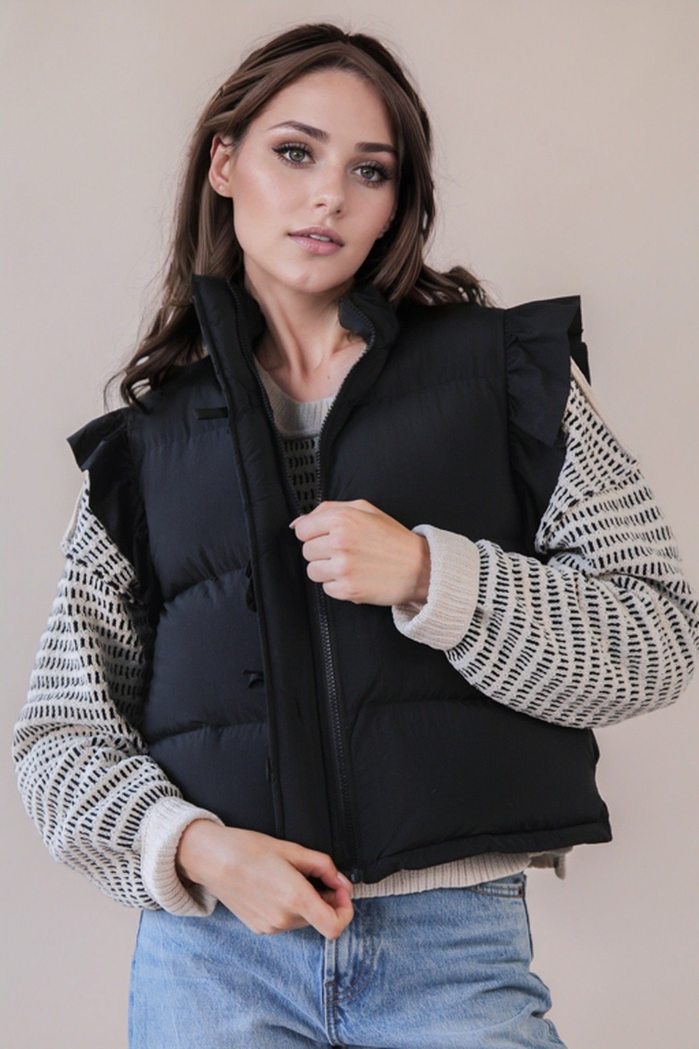 Vest - Ruffle Bow - Black