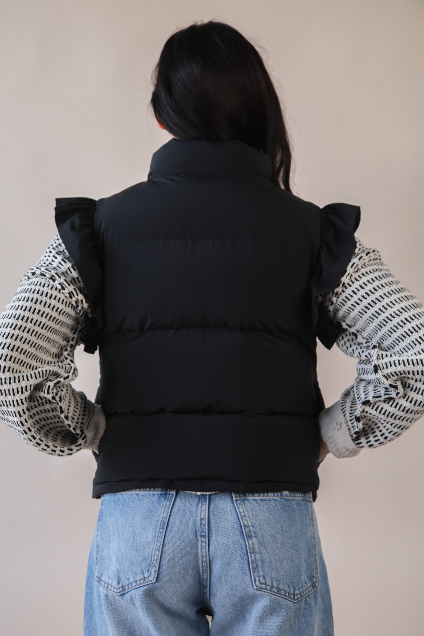 Vest - Ruffle Bow - Black