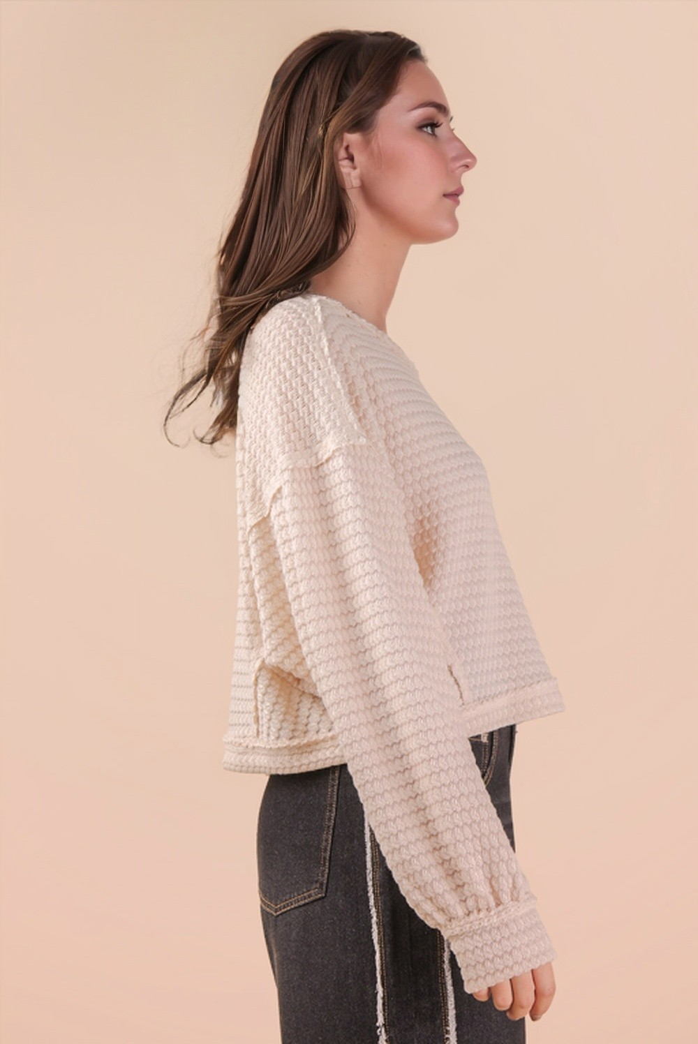 Jr Top - Long Sleeve Knit - Natural