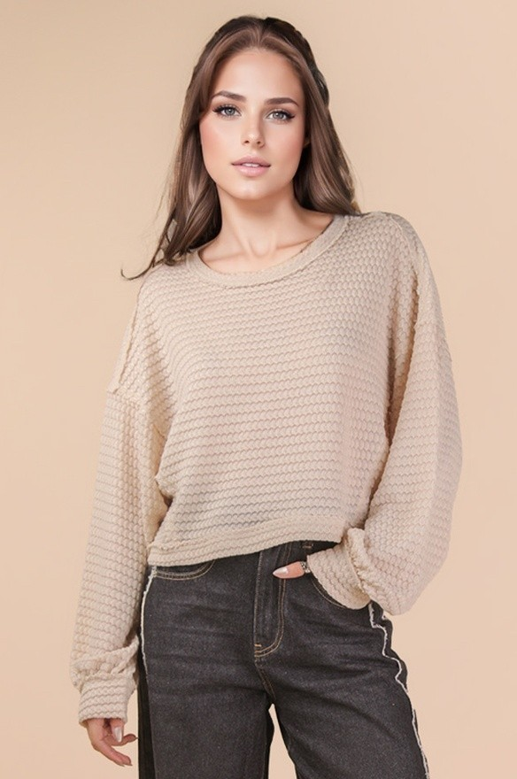 Jr Top - Long Sleeve Knit - Natural