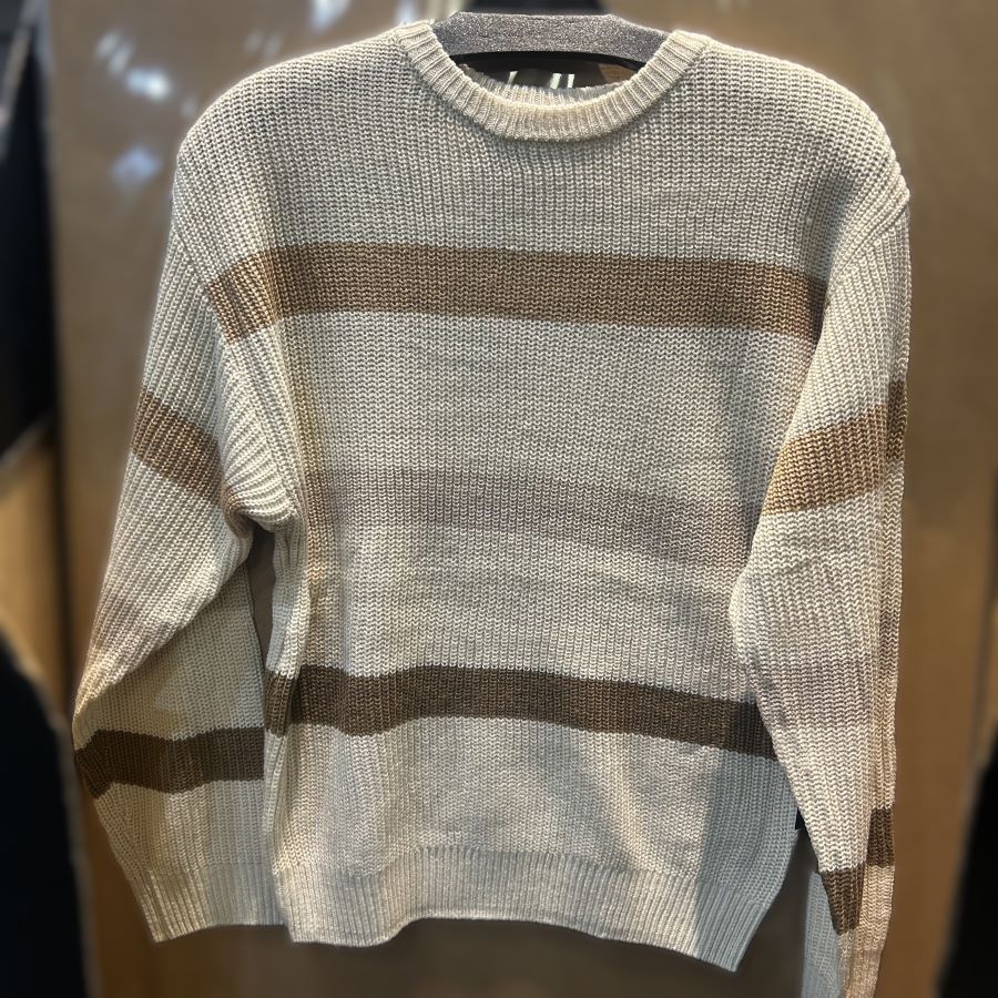 Sweater - Striped Tan Brown