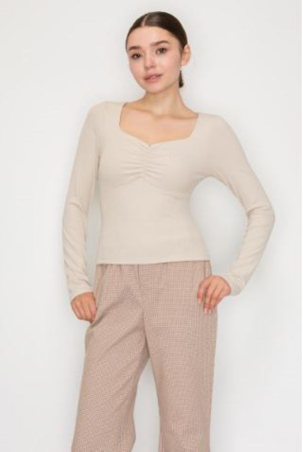 Jr Long Sleeve - Ruched - Khaki