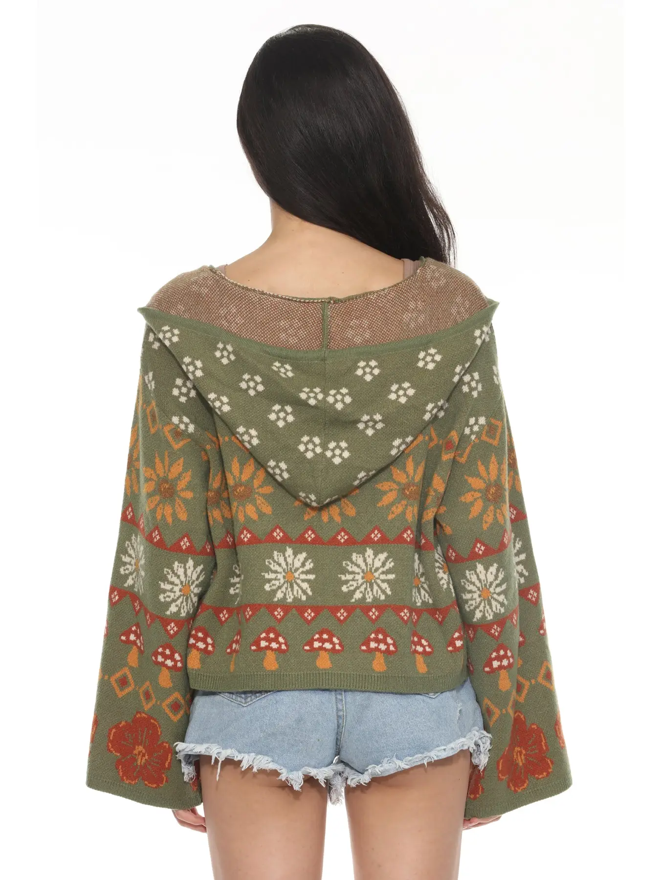 Jr Hoodie - Fair Isle Mushroom - Olive