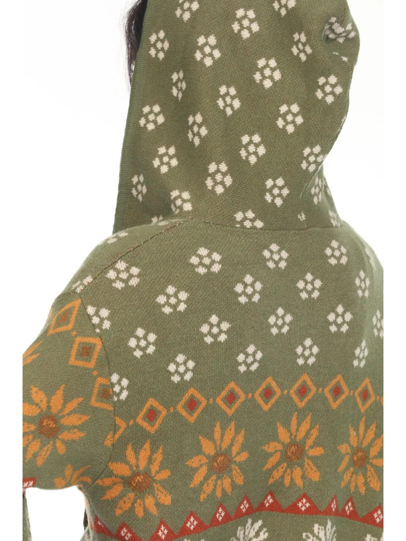 Jr Hoodie - Fair Isle Mushroom - Olive