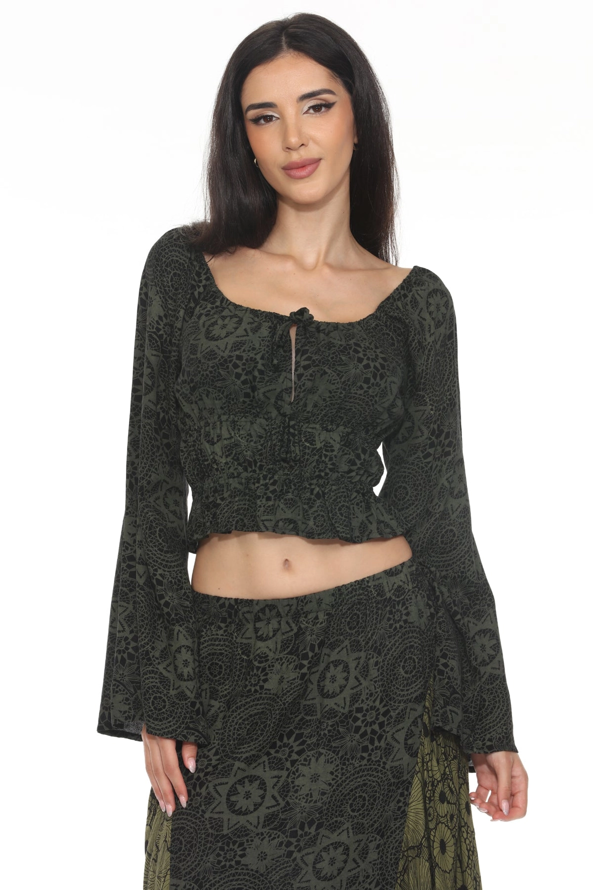 Jr Peasant Blouse - Flowy - Forest