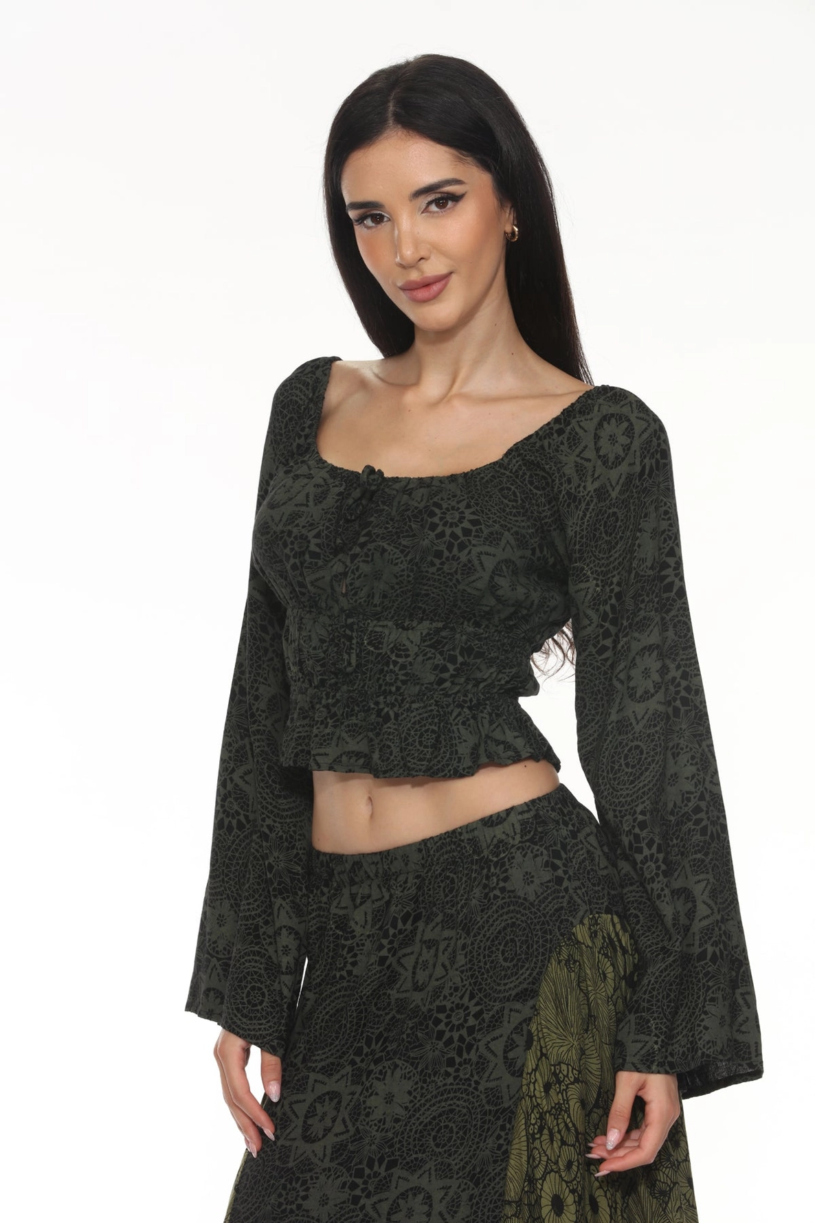 Jr Peasant Blouse - Flowy - Forest