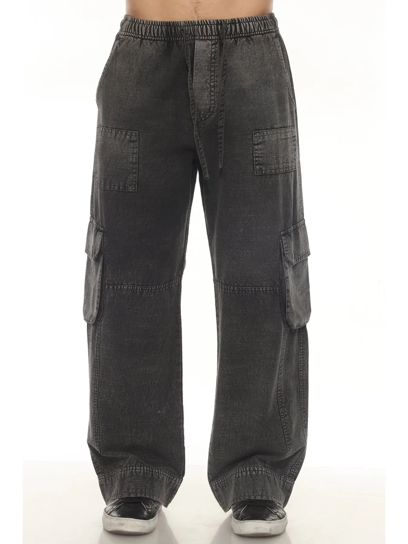 Pants - Men's Cargo Stonewash - Black