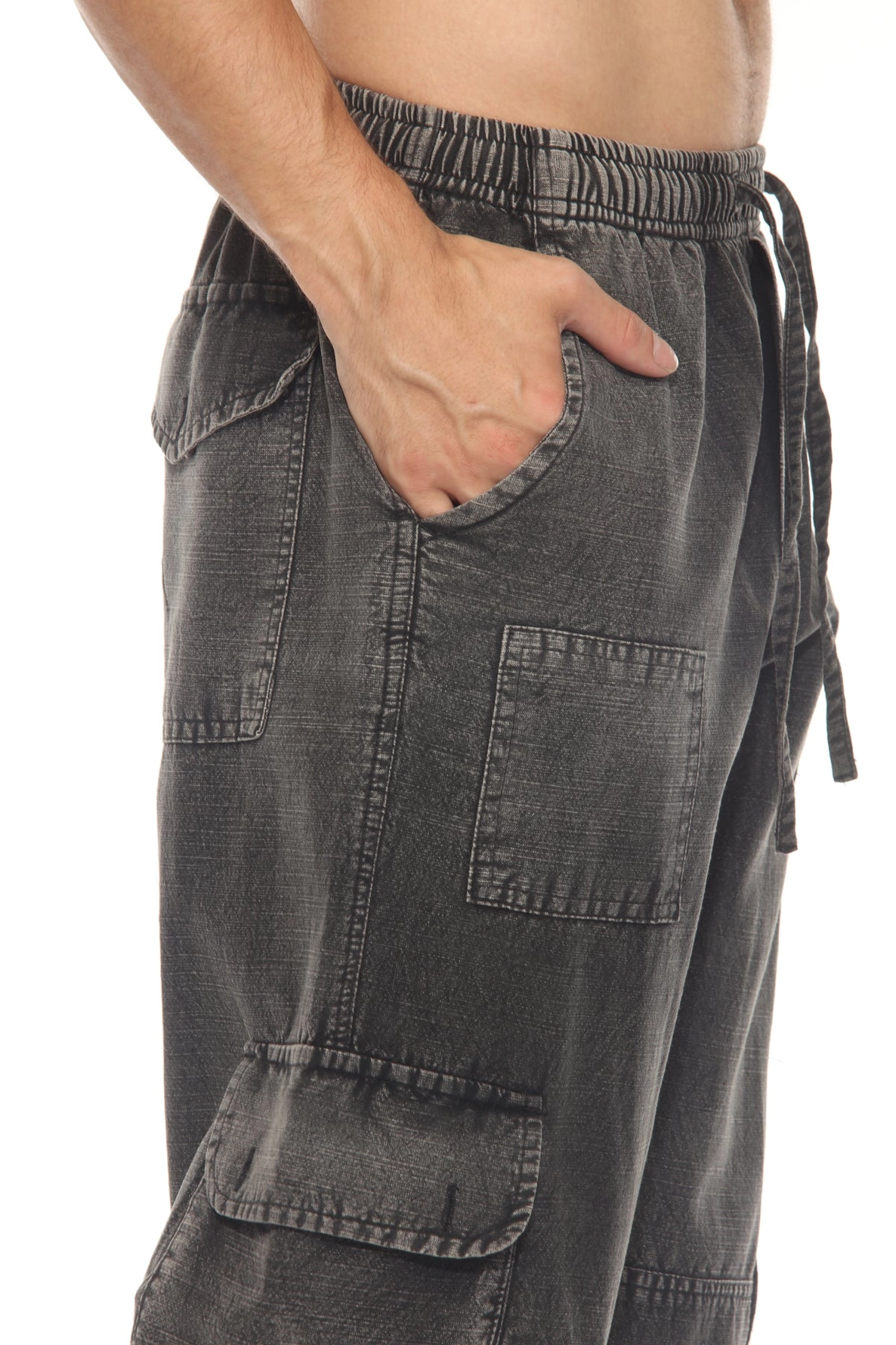 Pants - Men's Cargo Stonewash - Black