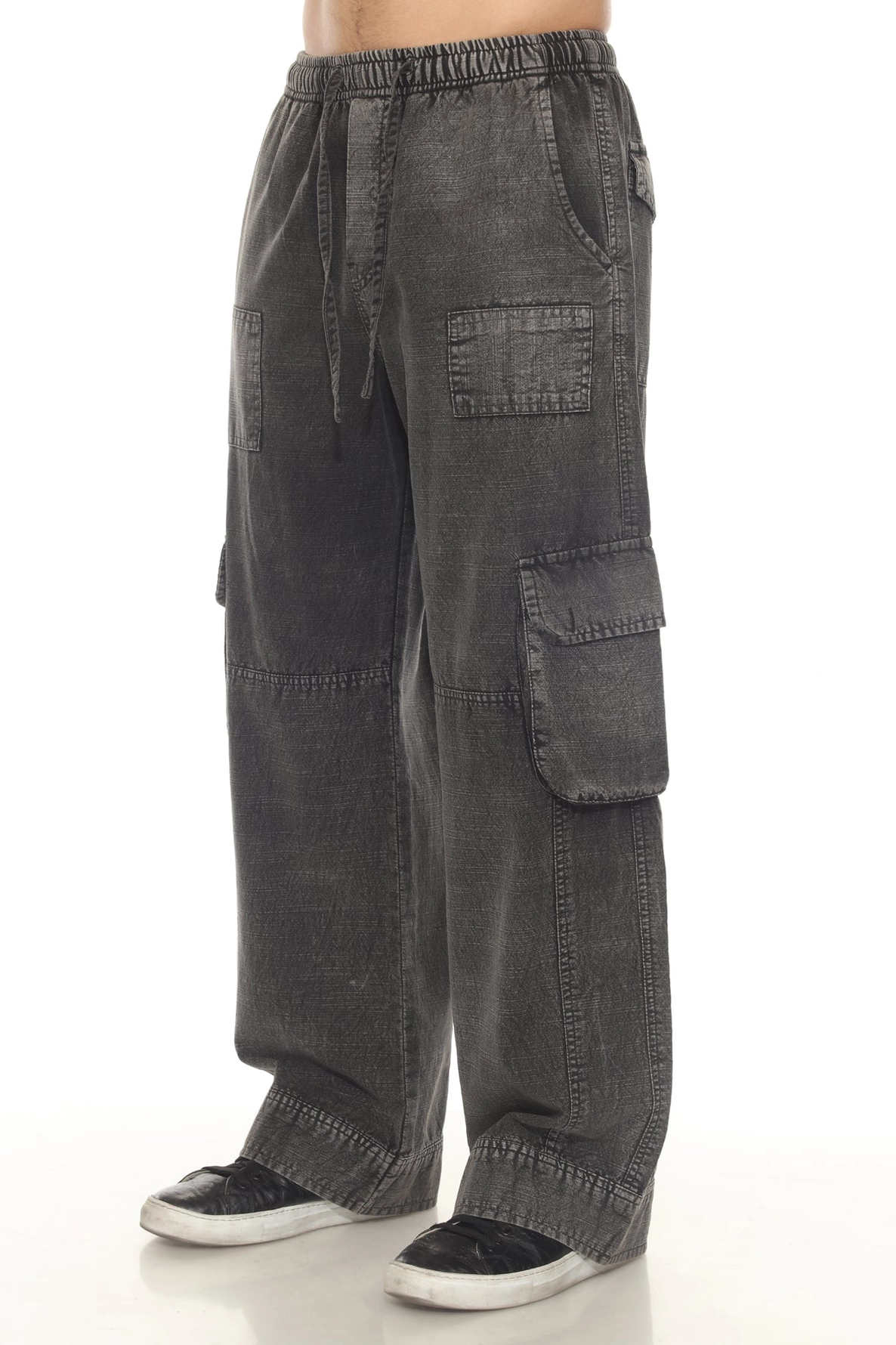 Pants - Men's Cargo Stonewash - Black