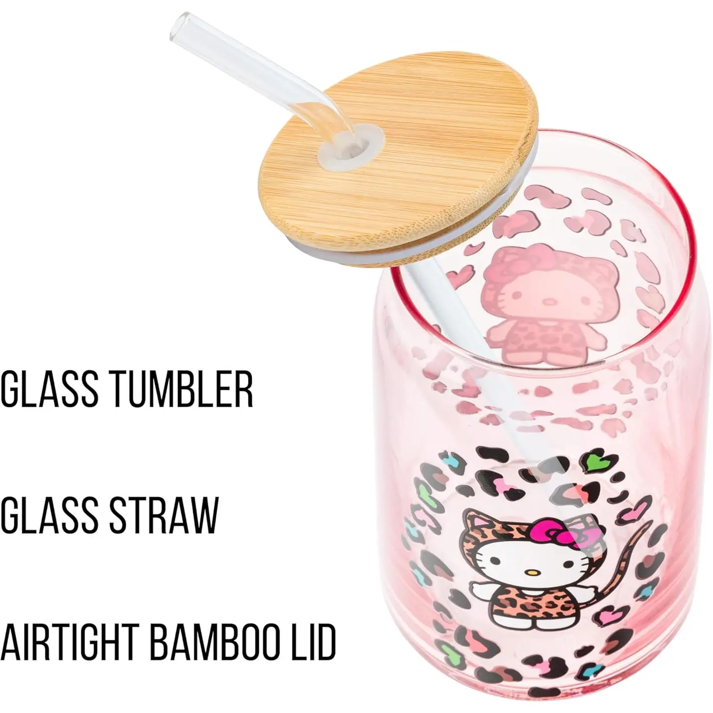 Glass Tumbler - Hello Kitty Leopard