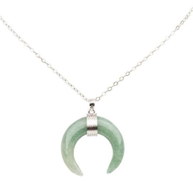 Necklace - Crescent Moon - Green - hotRAGS.com