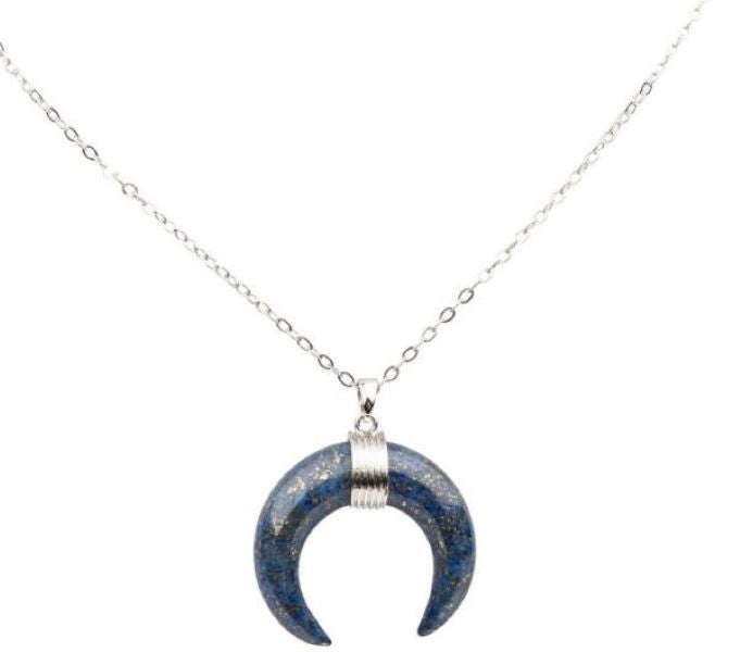 Necklace - Crescent Moon - Lapis - hotRAGS.com